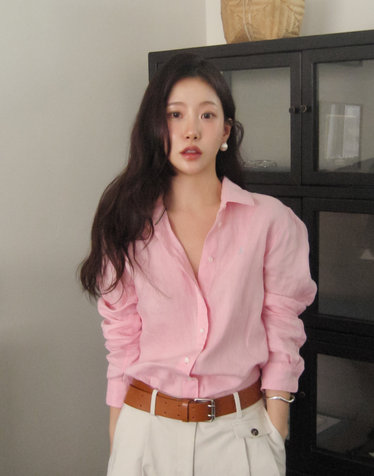 레귤러핏 린넨 셔츠 라이트핑크