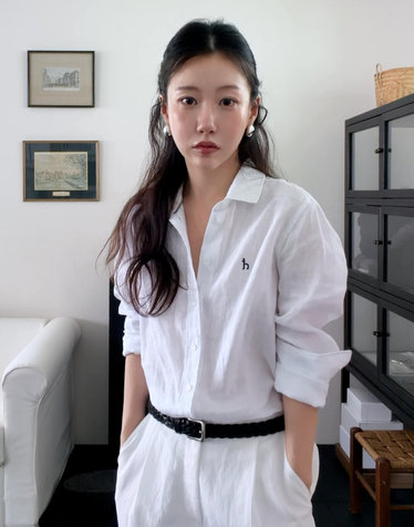 레귤러핏  린넨 셔츠 화이트