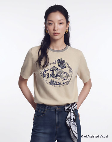 [FW Toile Collection] 뜨왈 코튼 풀오버 반팔니트 라이트베이지