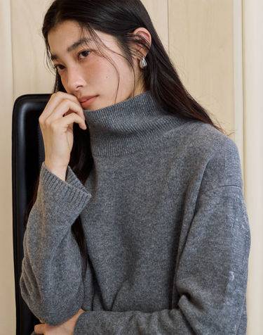 [HAVE HAZZYS][EXCLUSIVE]  울캐시미어 터틀넥 풀오버 차콜그레이
