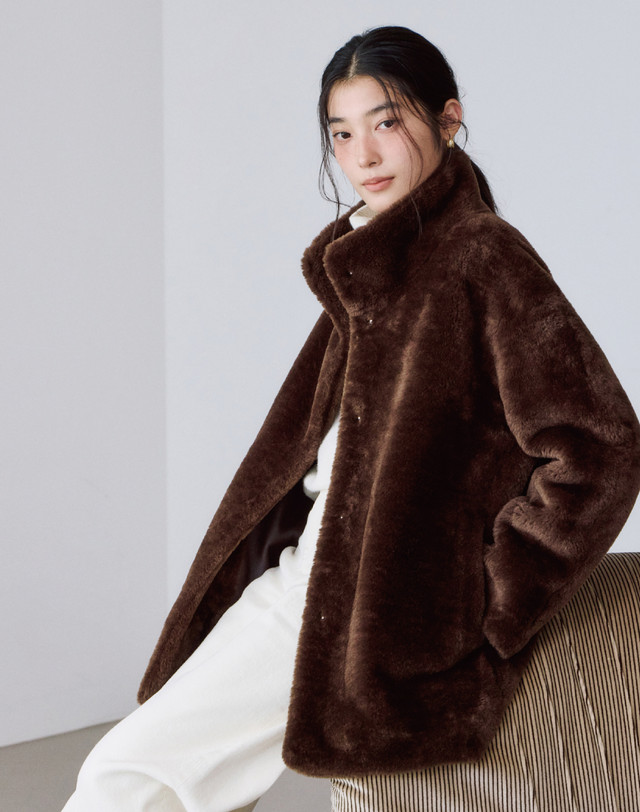 헤지스 여성 [HAVE HAZZYS][EXCLUSIVE] 밍크fur 페이크퍼 자켓 브라운 상세