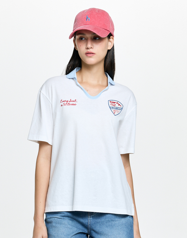 헤지스 여성 볼캡 레드 착용컷