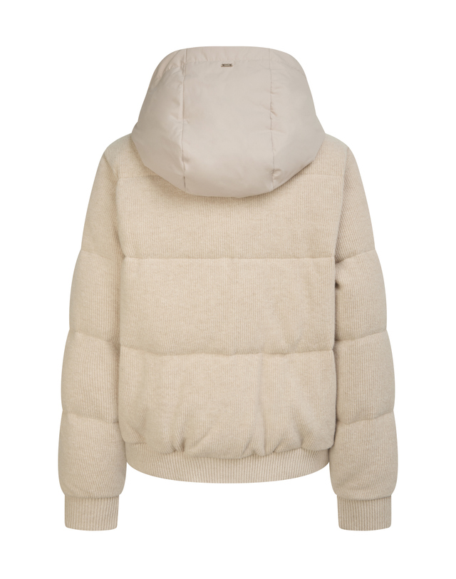 헤지스 여성 케이블 니트 다운 점퍼 라이트베이지 밝은 베이지 상세