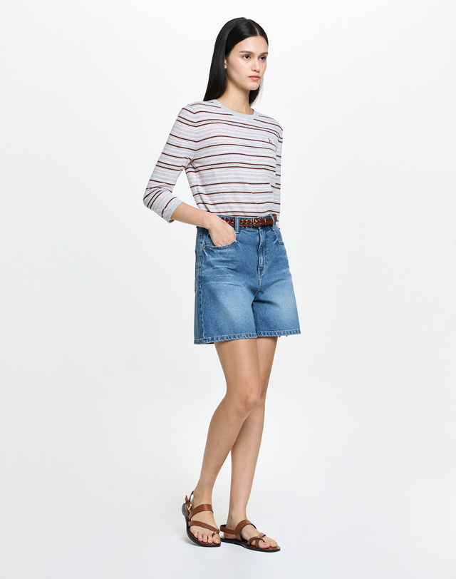 헤지스 여성 캣 엠보 워싱 데님 쇼츠 블루 상세