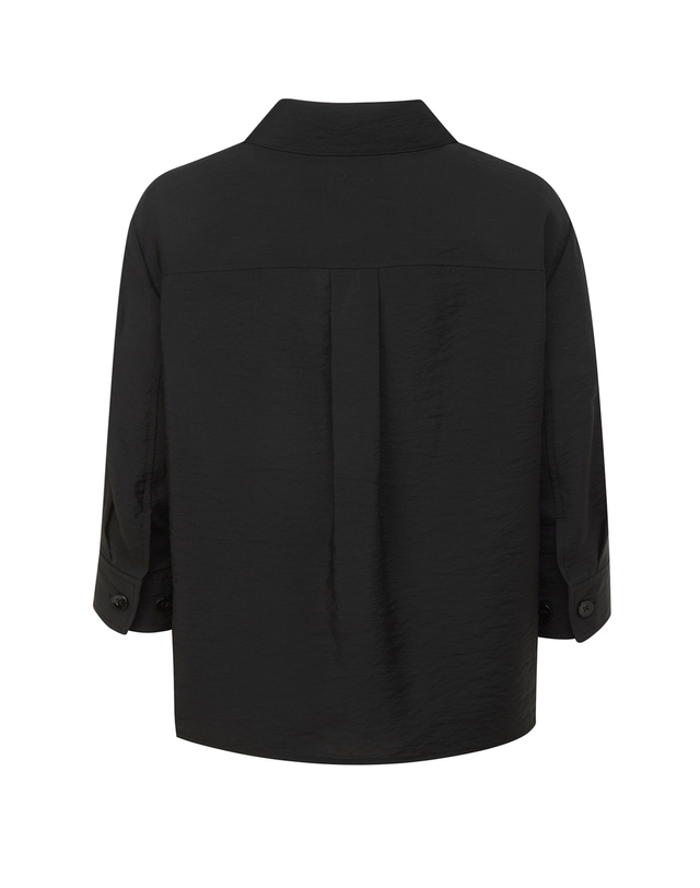 헤지스 여성 모달 셔켓 블라우스 블랙 착용컷