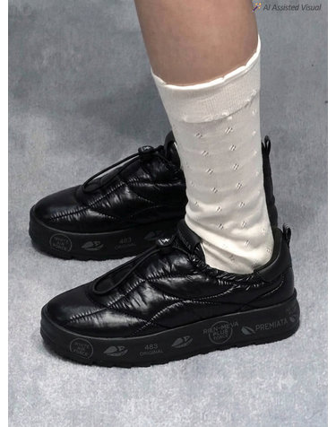 [PUFFYD] 블랙 여성 스니커즈
