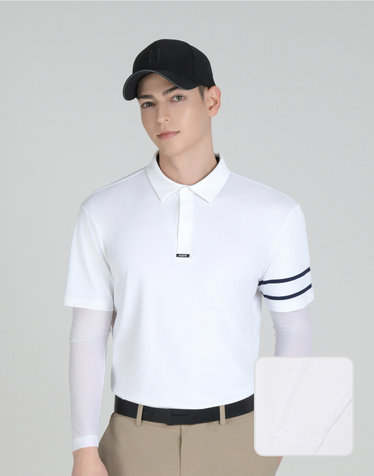 화이트 남성 레이어드 냉감 하이브리드 티셔츠