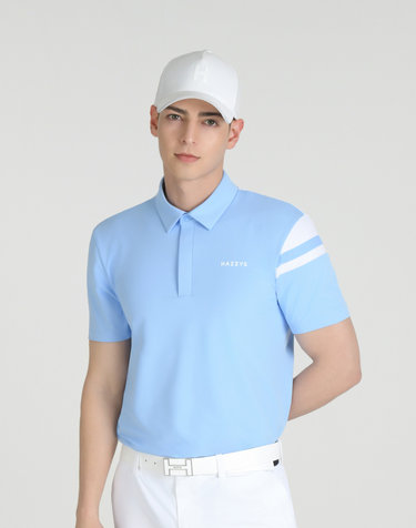 [ONLINE EXCLUSIVE] 블루 남성 스윙핏 소매 포인트 반팔 티셔츠