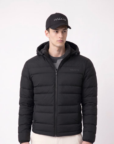 [ONLINE EXCLUSIVE] 블랙 남성 후드 덕다운 패딩 점퍼
