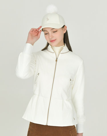 아이보리 여성 플리스 하이브리드 중힙 풀집업 점퍼