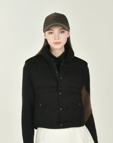 블랙 여성 중량 코듀로이 다운 베스트