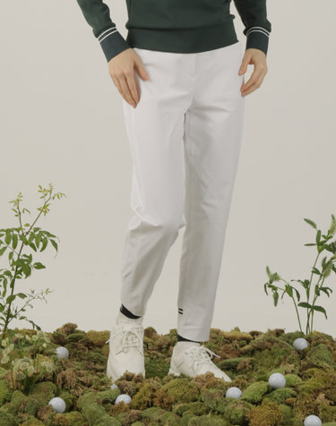 화이트 여성 봄 우븐 조거 팬츠