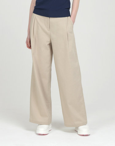 [ONLINE EXCLUSIVE] 베이지 여성 린넨라이크 와이드 팬츠