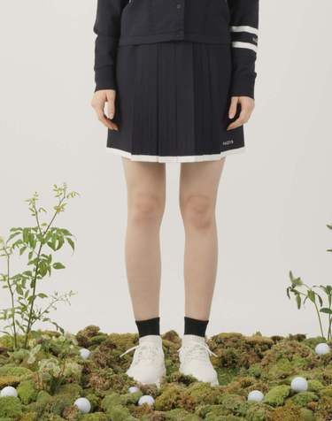 네이비 여성 라인배색 니트 스커트