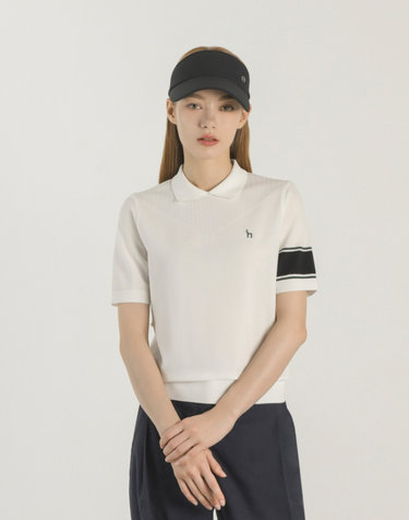 화이트 여성 카라형 블루종 강연 스웨터