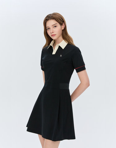 [LF몰 단독] 네이비 여성 로고 장식 반팔 원피스