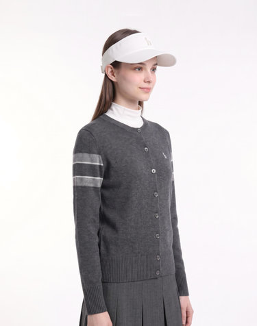 [ONLINE EXCLUSIVE] 그레이 여성 라인 포인트 울 가디건
