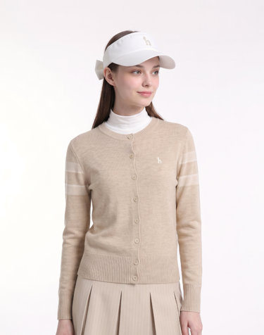 [ONLINE EXCLUSIVE] 베이지 여성 라인 포인트 울 가디건