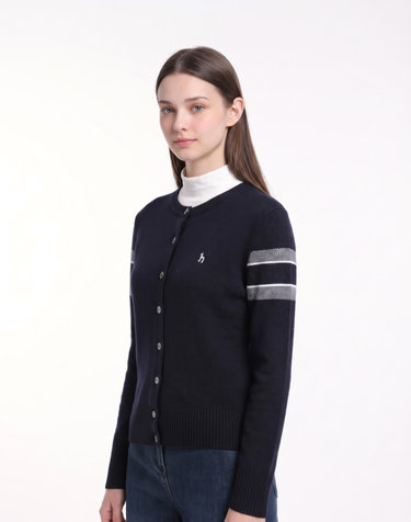 [ONLINE EXCLUSIVE] 네이비 여성 라인 포인트 울 가디건