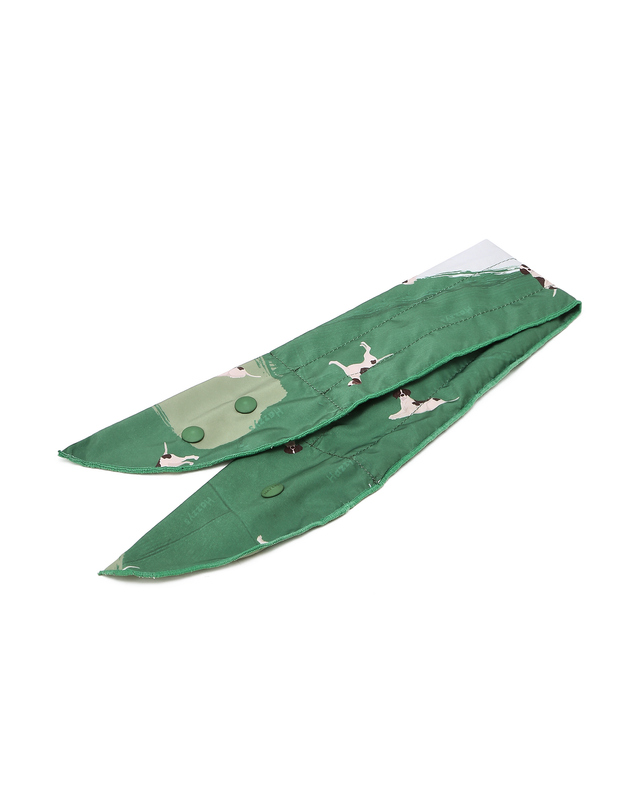 헤지스 골프 여성 옐로우그린 여성 로얄 캡슐 냉감 트윌리 스카프 연두 착용컷