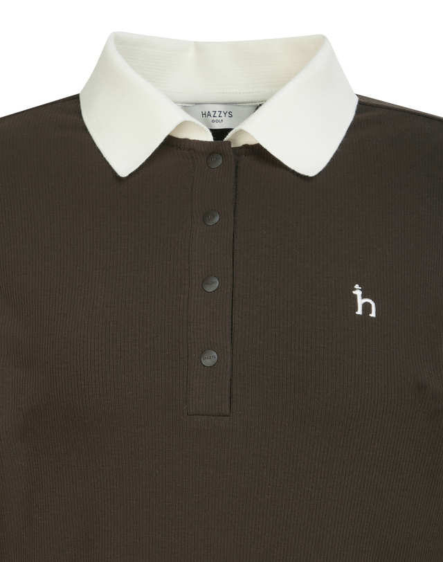 Áo golf nữ cổ bẻ tay dài màu nâu sepi — ảnh 4