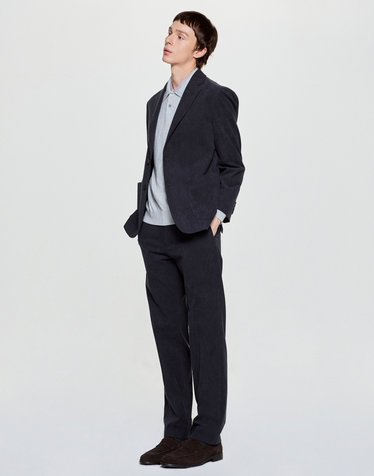 [CORDUROY] 챠콜 폴리 코듀로이 셋업 자켓
