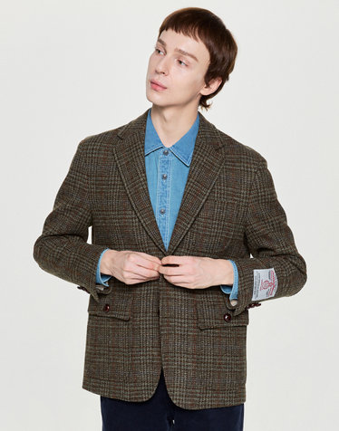 [HARRIS TWEED] 카키 체크 울 자켓