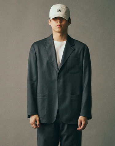 그레이 패턴 울 자켓