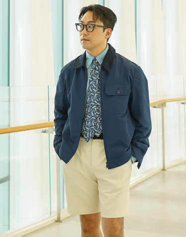 블루 포켓 워크 자켓