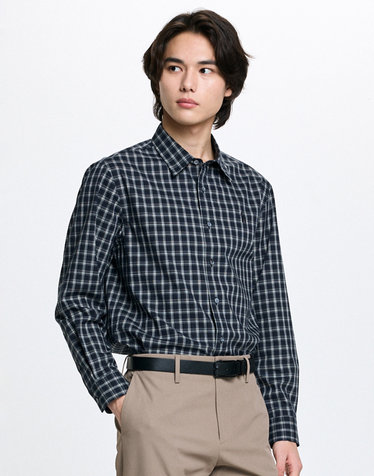 네이비 스몰 체크 셔츠
