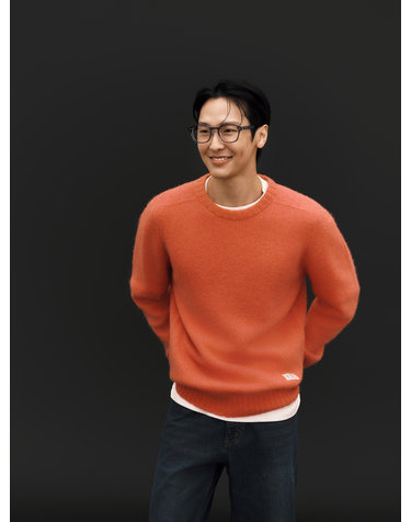 [셔틀랜드 울] 오렌지 쉐기독 크루넥 니트