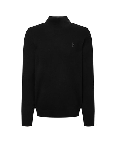 [PREMIUM CASHMERE] 블랙 캐시미어 하프 터틀 니트