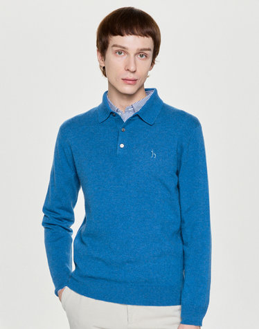 [PREMIUM CASHMERE] 딥블루 캐시미어 카라 니트