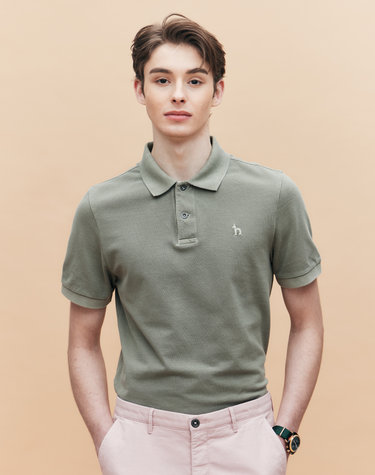 [GARMENT DYE] 카키 반팔 피케 티셔츠