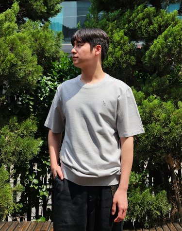 [단독특가] 그레이 와플조직 릴랙스핏 크루넥 티셔츠
