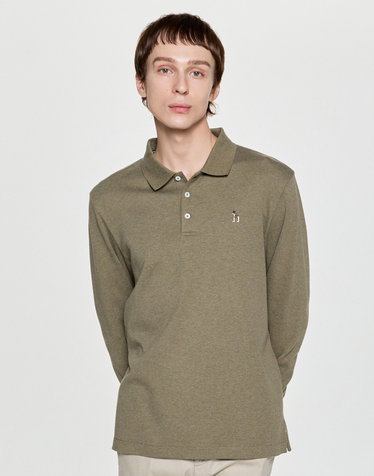 [SOFT COTTON] 카키멜란지 인터록 긴팔 폴로 셔츠