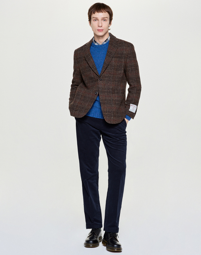 헤지스 남성 [HARRIS TWEED] 브라운 트위드 헤링본 울 자켓 상세