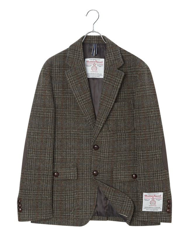 헤지스 남성 [HARRIS TWEED] 카키 체크 울 자켓 진한 카키 상세