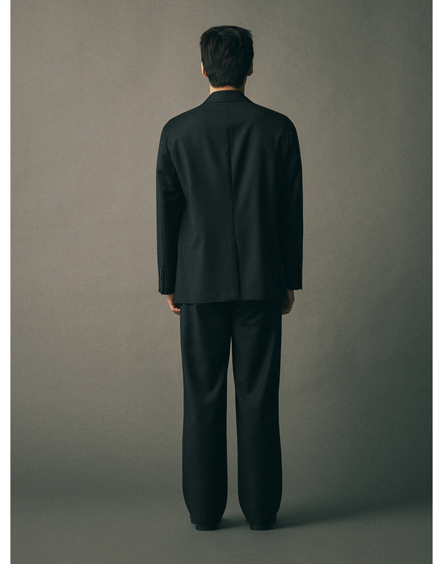 히스 헤지스 블랙 패턴 울 자켓 착용컷