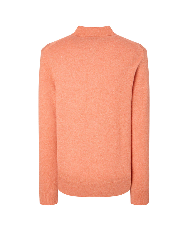 헤지스 남성 [PREMIUM CASHMERE] 오렌지 캐시미어 카라 니트 착용컷