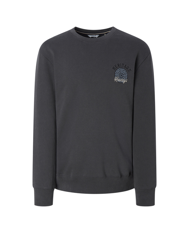 헤지스 남성 차콜그레이 자수 면 긴팔티셔츠 차콜 그레이 착용컷