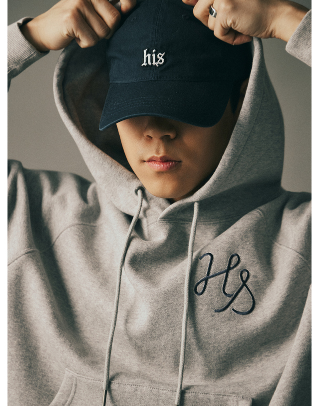히스 헤지스 [HIS]그레이 후드티셔츠 착용컷