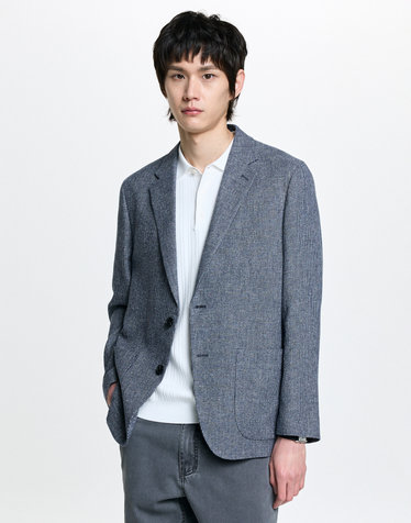 FORTEX 네이비 린넨 트위드 자켓