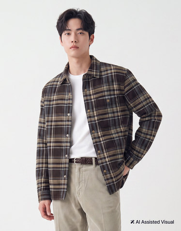 체크 패딩 셔켓