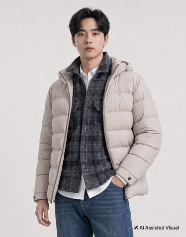 [NOVA] 아이보리 경량 후디드 다운 점퍼