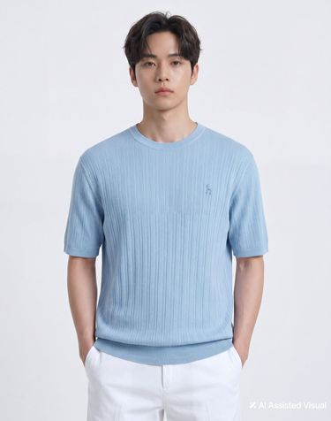 [HAZZYS WAVE] 블루 아이스 라운드 니트