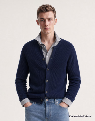 [FINE WOOL] 네이비 하찌 라운드 가디건