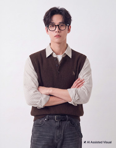 브라운 헨리넥 니트 베스트