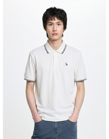 [시즌오프][TENUE] 화이트 냉감 팁 배색 폴로셔츠
