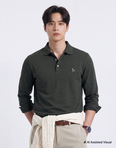 [SOFT COTTON] 카키 인터록 폴로 셔츠